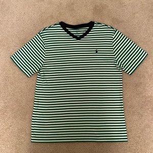 COPY - Boys Polo Kelly Green and White Striped T-shirt